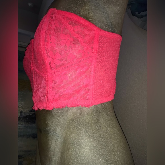 NWT Victorias Secret Dream Angels Corset Bustier Strapless Hot Pink Lace & Mesh - Picture 14 of 16